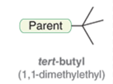 <p>A four-carbon alkyl functional group, derived from butane, characterized by a tertiary carbon atom (a carbon atom bonded to three other carbon atoms) at the attachment point.</p>
