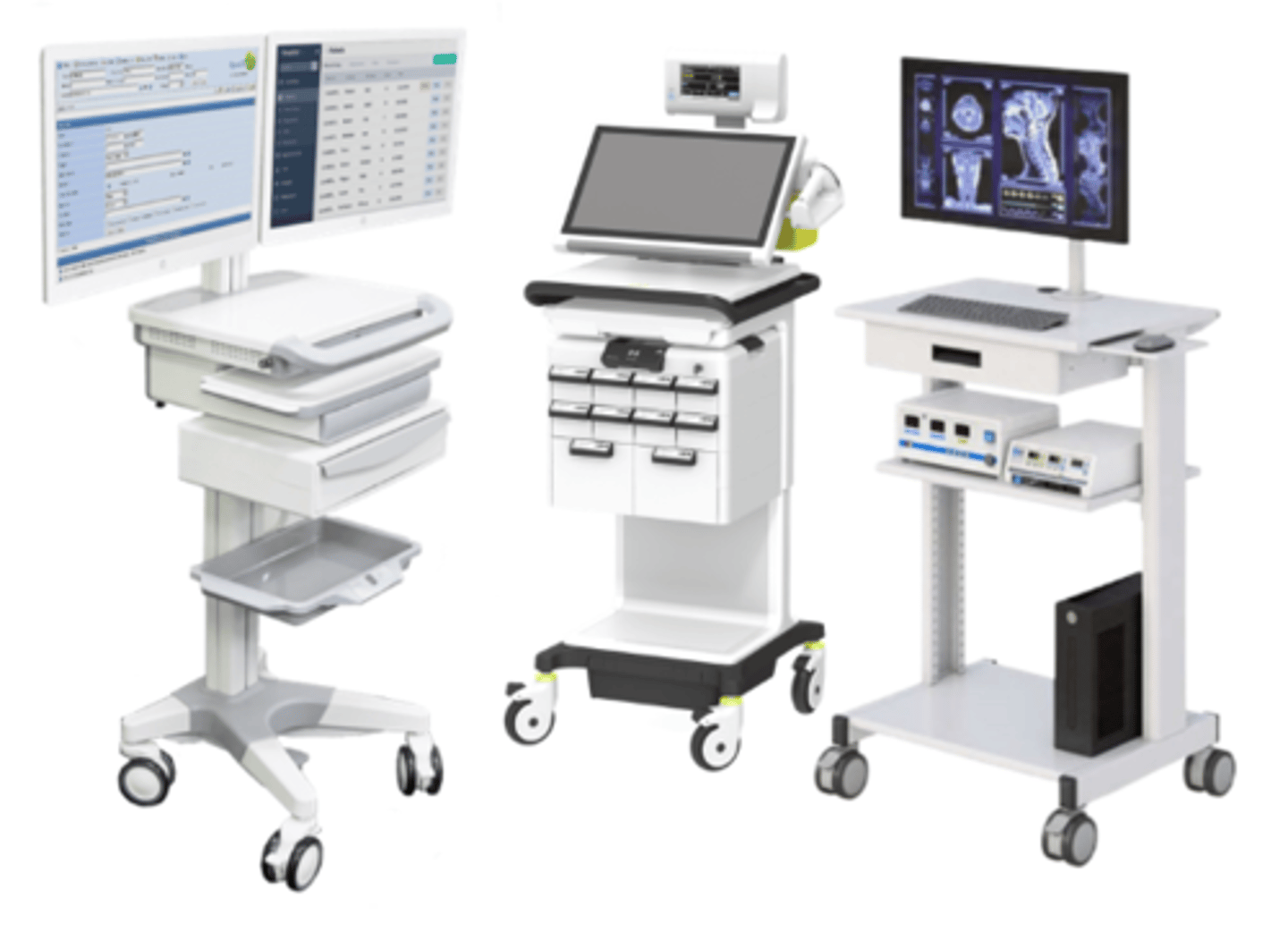 <p>a small, mobile computer cart that allows healthcare staff to deliver patient care wherever it is needed</p>
