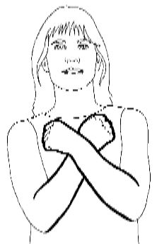 <p>Cross both hands over the middle of your chest</p>