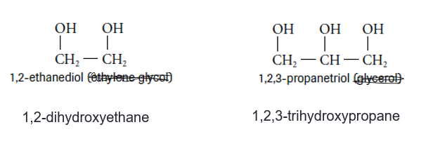 <p>Alcohols with more than one OH group, can be named with the hydroxyl prefix</p>