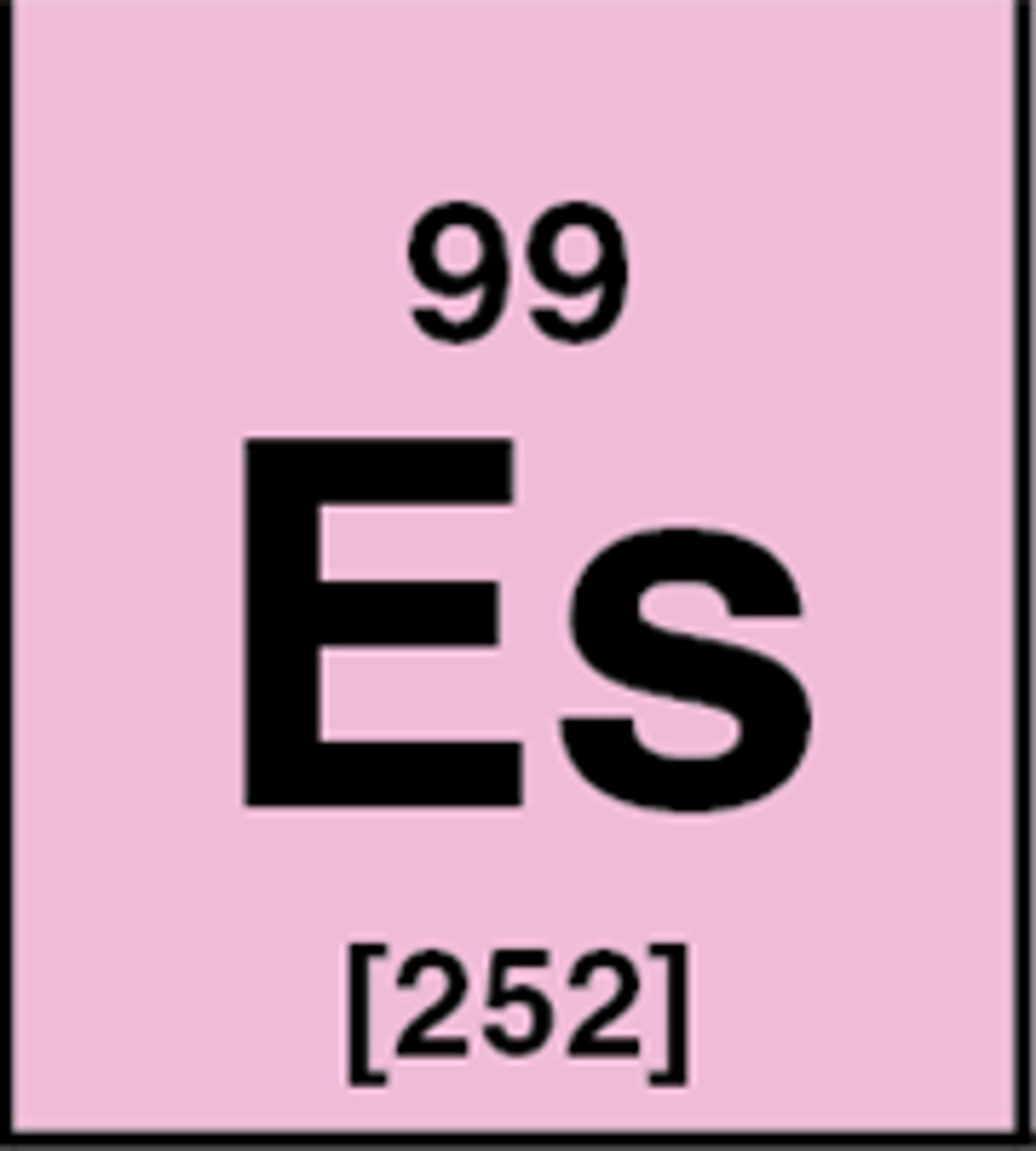 <p>Symbol: Es<br>Atomic Mass: <br>Atomic Number: 99</p>