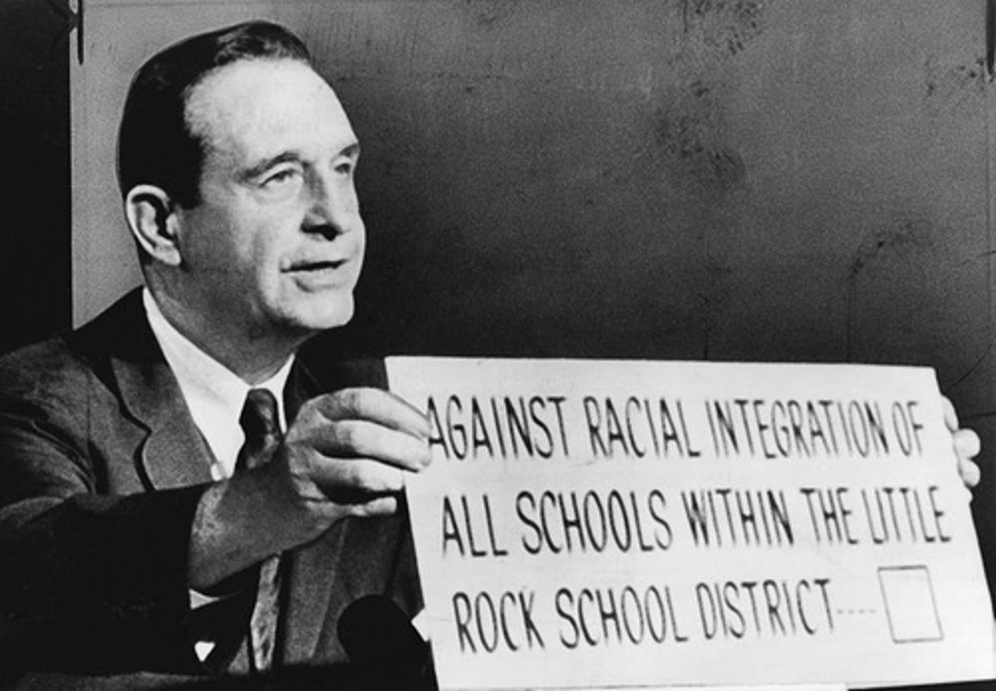 <p>Arkansas governor who called out the National Guard to prevent nine black students from entering Little Rock's Central High School under federal court order.</p>