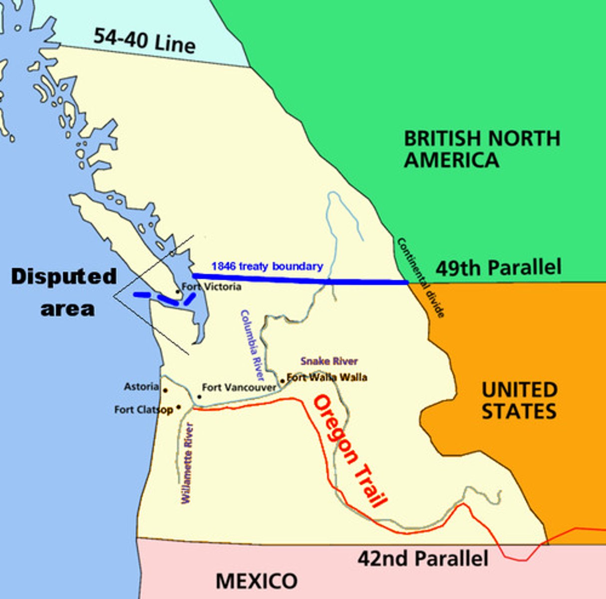 <p>US and Britain compromised and split the Oregon Territory</p>
