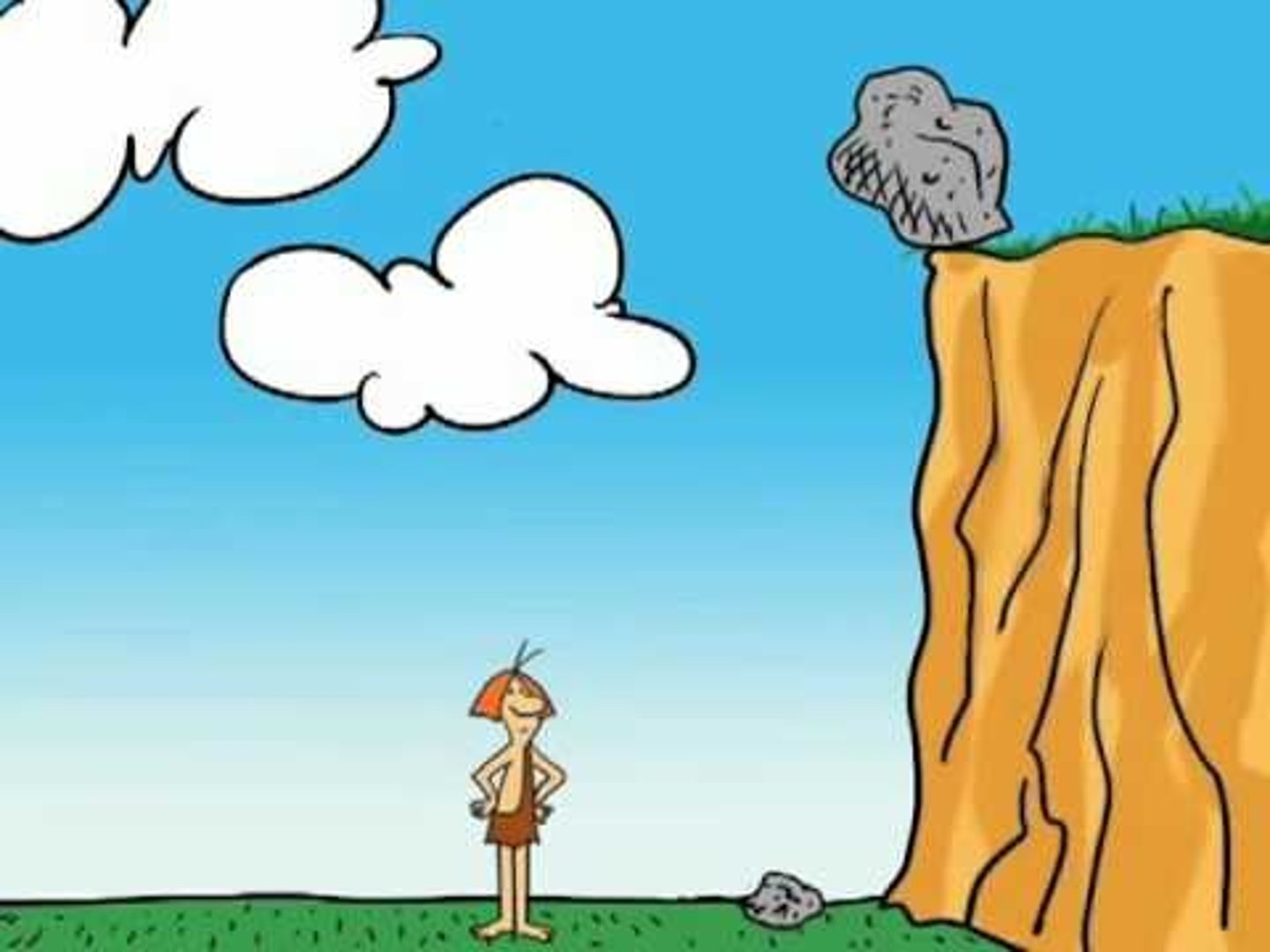 <p>a boulder on top of a mountain</p>