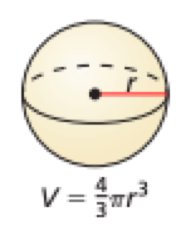 <p>V = 4/3πr³</p>