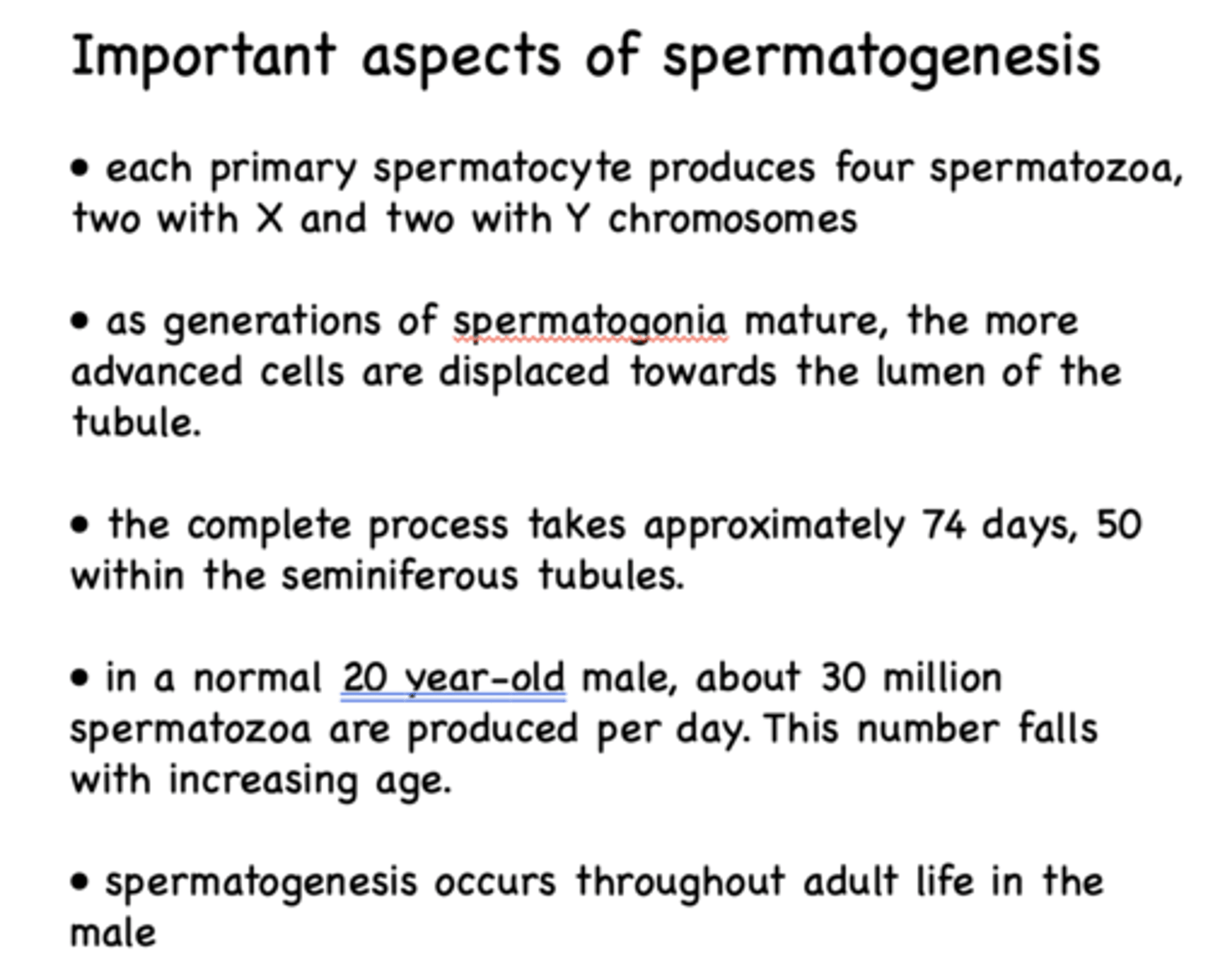 <p>Approximately 74 days (50 within the seminiferous tubules)</p>