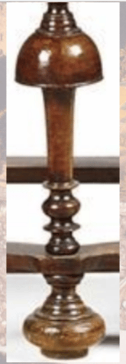 <p>William &amp; Mary furniture leg which flares upward and outward from a narrow lower end resembling a trumpet.</p>