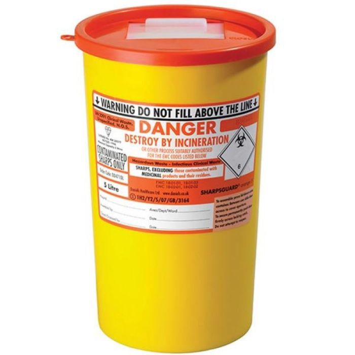 <ul><li><p>Dispose of sharps not contaminated with pharmaceuticals </p></li><li><p>Internal disposal → orange lid sharps bin</p></li><li><p>External disposal → autoclaving or disinfection </p></li></ul><p></p>