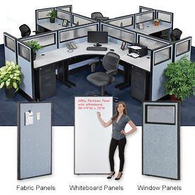 a. low wall modular partition with glass strips at the middle