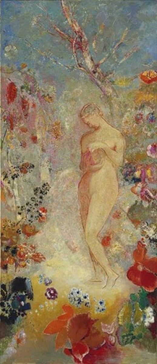 <p>Post-Impressionism-Jappinesma</p><p>Myth of Pandora (Greek myths)</p><p>She is told not to open a box, but she does it anyway</p><p>War, death, starvation, all come out of the box, and lastly hope</p><p>Supposed to be parallel to Eve</p><p>Want us to look at Pandora as a "Femme Fatale"</p><p>Reaction to women wanting to vote</p><p>Tries to show how women can be bad if they let women vote</p><p>Very abstract</p><p>Jappinesma with the outline of the woman</p><p>The background looks soft and like a Monet</p><p>The black spots and the tree in the background are a foreshadowing of what happens when she opens the box</p><p>Not deep thoughts like neoclassicism, but wants to use mythology as a theme of what's going on in the world</p>