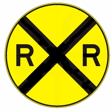 <p>railroad crossing ahead</p>