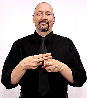 <p>Tap left hand over right hand twice</p>
