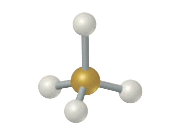 <p>Geometría para cuatro regiones electronicas, 4 pares enlazantes, 0 pares libres ángulo de enlace = 109.5°; ejemplo CH4.</p>