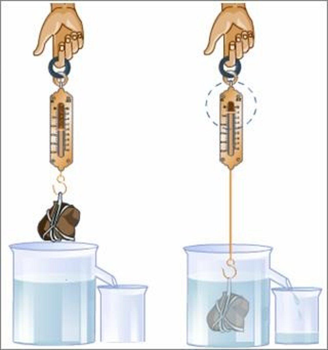 <p>When an object is immersed in a fluid, the upthrust it experiences is equal to the weight of the displaced fluid.</p>