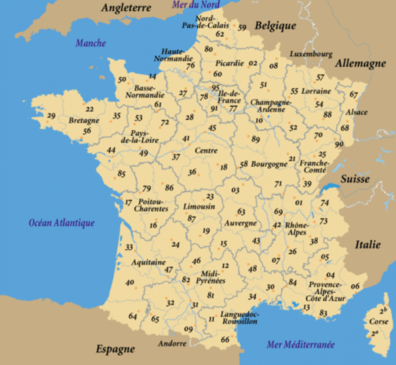<p>regions and departments.</p>