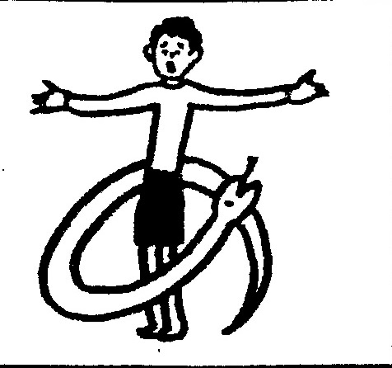 <p>Ah!...there's a snake around my legs.</p>