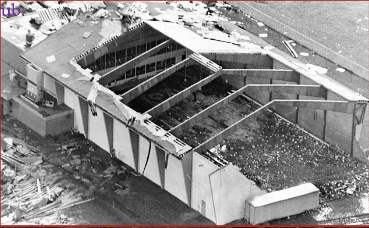 April 3, 1974   “Super Outbreak”

On this day, 148 tornadoes touched down between Ontario and Alabama

\
* 9 people died when a tornado destroyed the Windsor Curling Club.


* One of the strongest tornadoes in the outbreak killed 23 people in Guin