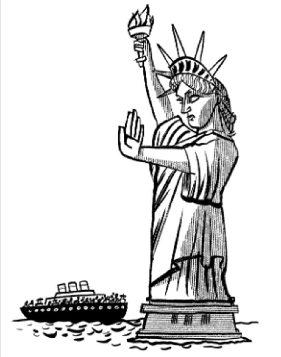 <p>Policy of favoring native-born Americans over immigrants. This is often in response to an influx of immigrants coming to the US.</p>