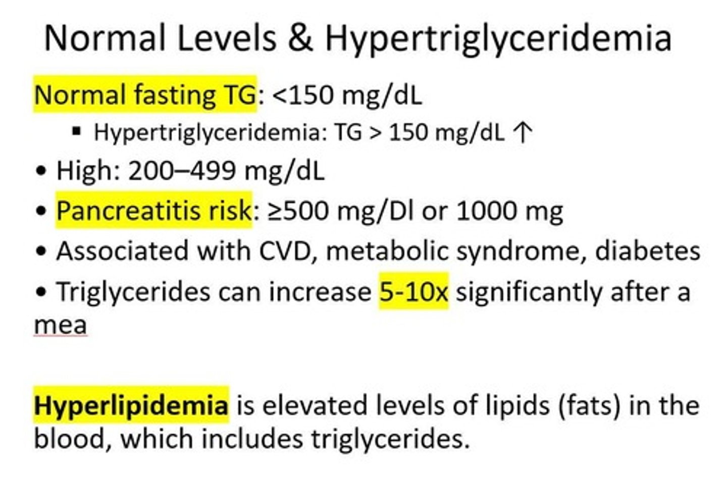 <p>TG > 150 mg/dL.</p>