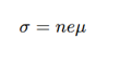 <p>where:</p><ul><li><p>n = Carrier concentration (cm−3^{-3}−3)</p></li><li><p>e = Electron charge (1.602×10−191.602 \times 10^{-19}1.602×10−19 C)</p></li><li><p>μ = Carrier mobility (cm2^22/V·s)</p></li><li><p>Higher n or μ improves conductivity.</p></li></ul><p></p>