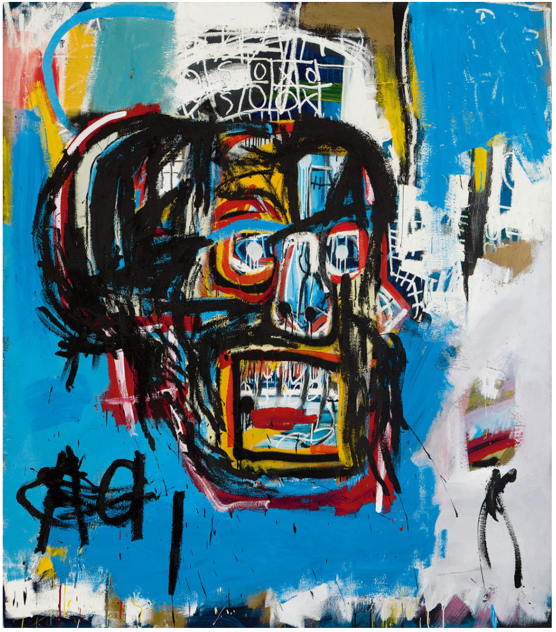 <p>Jean-Michael Basquiat - 1982</p><p>american painter</p><p>did not live a long life</p><p>emerged as one of the first prominent African American painters in the US</p><ul><li><p>emerged out of the graffiti scene of the late 1970s 1980s in New York</p></li></ul><p>becomes one of the best-known American artists of the late 20th century</p>