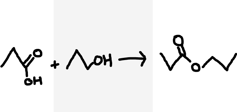 <p>Carboxylic acid and alcohol to ester</p>