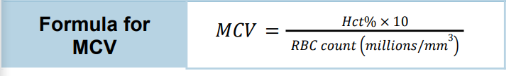 <p><strong>Mean Corposcular Volume</strong> (MCV) <span data-name="drop_of_blood" data-type="emoji">🩸</span><span data-name="straight_ruler" data-type="emoji">📏</span></p>
