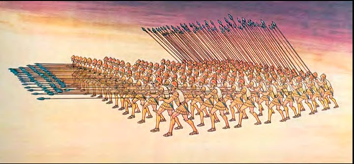 <p>Involved the invention of a tight military formation, the phalanx. Along with a strong navy they were heavily armored with swords and long spears and were closely packed together.</p>