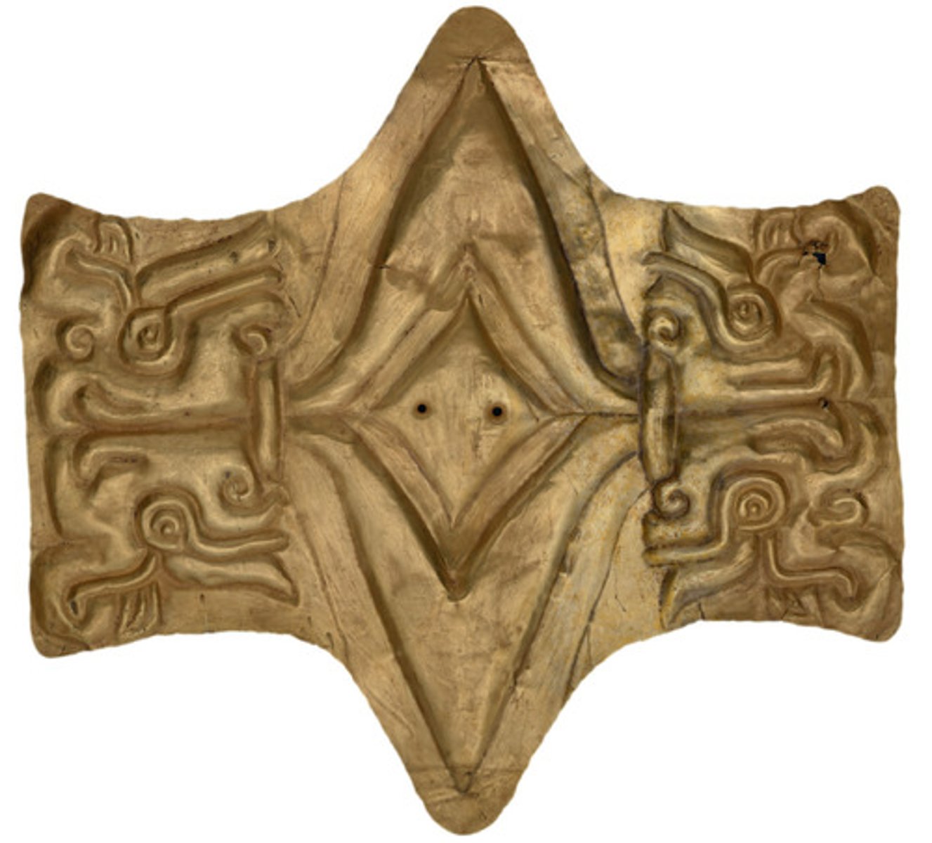 <p>Four bird heads with curving beaks</p>