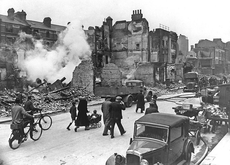 <p>England and London were bombed /they were bombing</p>