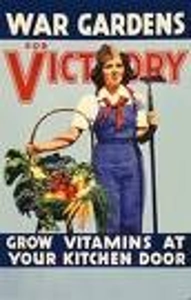 <p>1917 - Americans grow their own foot - vegetables and fruit in order to help families who could no longer buy as much food as they were used to because of inflation and conserve for the war effort.</p>