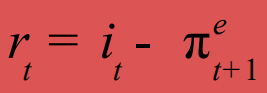 <p>Zinsen, die in Einheiten eines Warenkorbs ausgedrückt werden.</p><p> Um den Realzins zu bestimmen, müssen wir vom Nominalzins die erwartete Inflationsrate abziehen.</p><p></p><p></p>