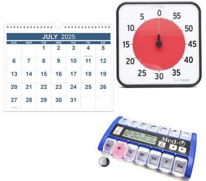 <ul><li><p>• Alarms/Timers</p></li><li><p>Notebooks/Datebooks</p></li><li><p>Calendars </p></li><li><p>Audio messages</p></li><li><p>Pillboxes</p></li></ul><p></p>