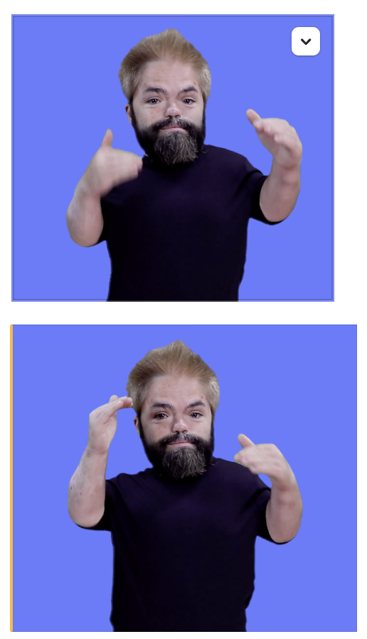 <p>Hold your hands as shown with your thumbs sticking out (hands should be at about ear height"); Alternate moving each hand progressively higher than the other near your head</p>