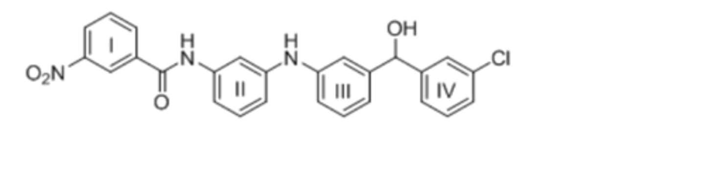<p>53) Consider the tetracyclic aromatic compound drawn below, with rings labelled as I, II, III, and IV. Which of the four rings is most reactive in electrophilic aromatic substitution?</p>