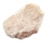 <p>This rock appears as light in color, sometimes tinted closer to tan or pinkish. It is chemical in composition, and can maybe be scratched with a fingernail. </p>