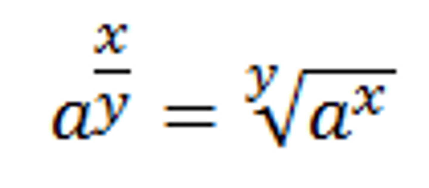 <p>the numerator is the power of the term inside the root and the denominator is the power of the root</p>