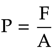 <p>pressure = force ÷ area</p>
