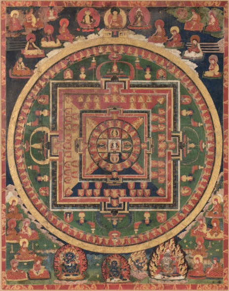 <p>a geometric figure or architectural space representing the universe in Hindu and Buddhist symbolism</p>