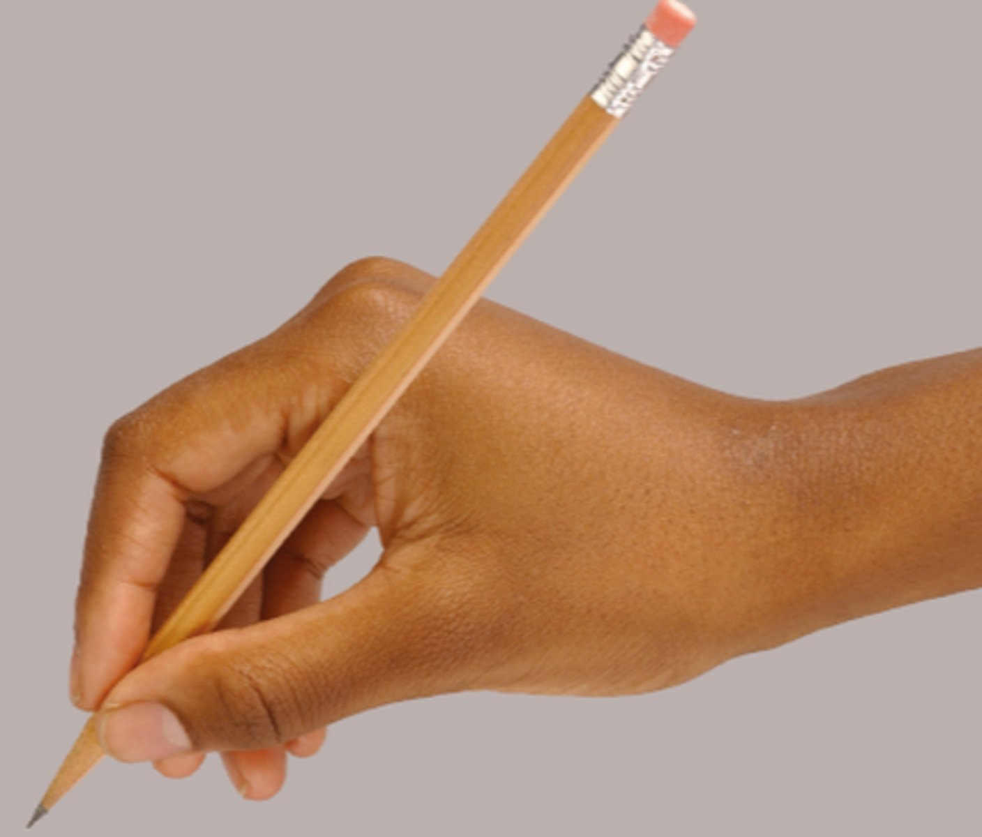 <p>the way in which a pen or pencil should be held, using the thumb, forefinger and middle finger, sophisticated fine motor control!</p>