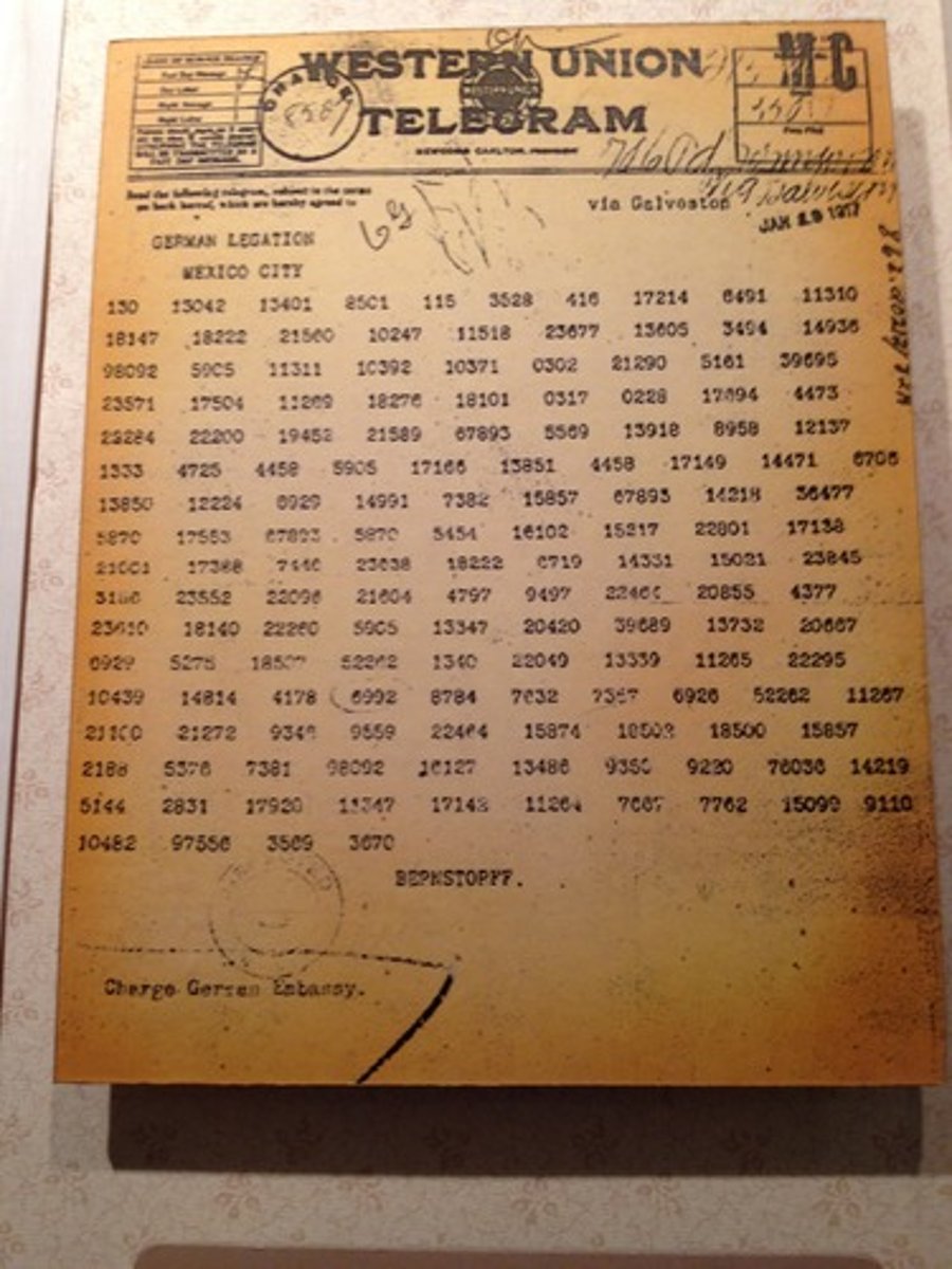 <p>A coded message sent by Germany to try to get Mexico to attack the US</p>