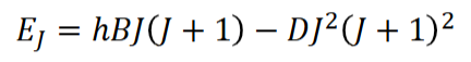 <ul><li><p>assuming the bonds are rigid and of fixed length is not always valid</p></li><li><p>as rotational energy increases, the molecule spins faster and the length can increase - centrifugal distortion</p></li><li><p>this is accounted for by an extra term in the energy of rotation - D is the centrifugal distortion constant</p></li><li><p>as rotational energy increases, the gaps between the energy levels get smaller</p></li></ul><p></p>