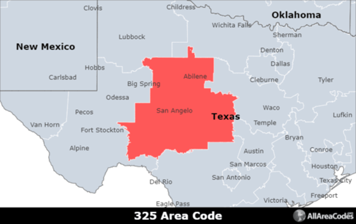 <p>Area code 325 is located in central Texas and covers Abilene, San Angelo, and Brownwood. It is the only area code that serves the area.</p>