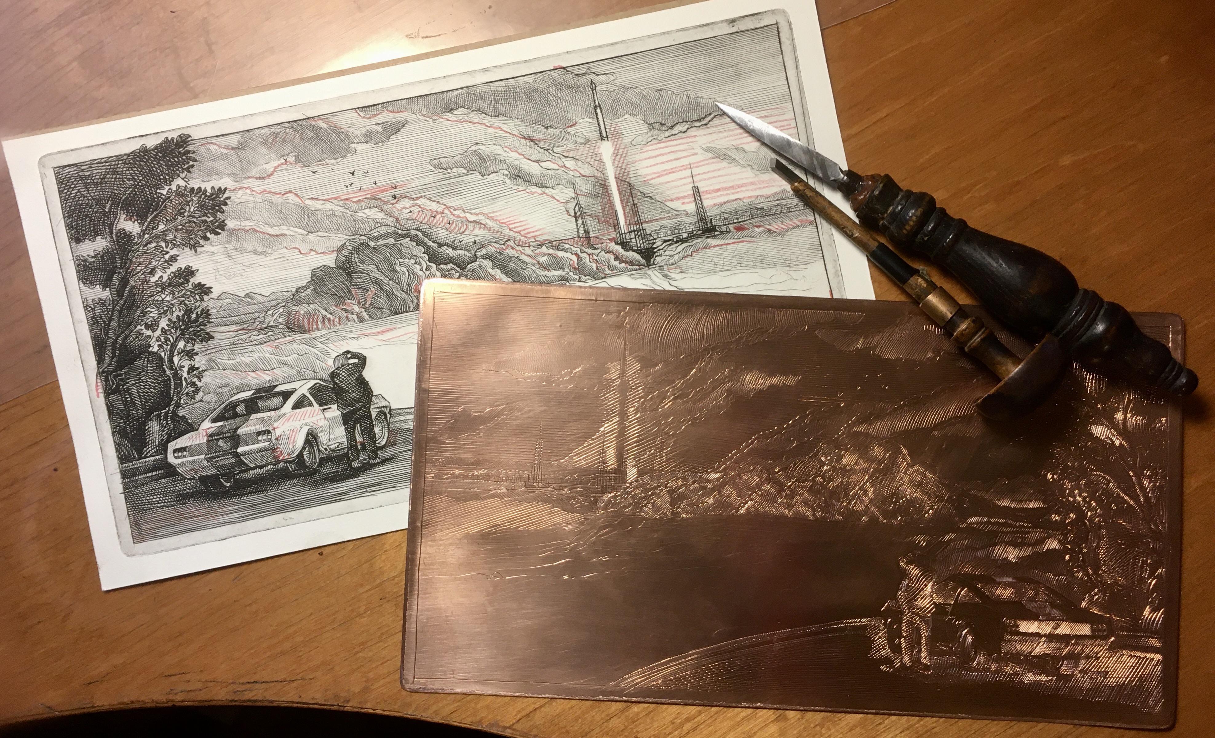 <p>The principal and oldest manual technique within the intaglio class. It requires highly skilled cutting of lines directly into a metal plate, traditionally copper, using a specialized tool called a burin.</p>