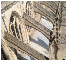 <p><strong><span>Flying Buttresses</span></strong><span>&nbsp;</span></p><ul><li><p><span>An exterior structural support for the walls.&nbsp;</span></p></li><li><p><span>They’re thin half-arches or ‘flyers’ and support the wall where the thrust of the interior arch or vault is the greatest.&nbsp;</span></p></li></ul>