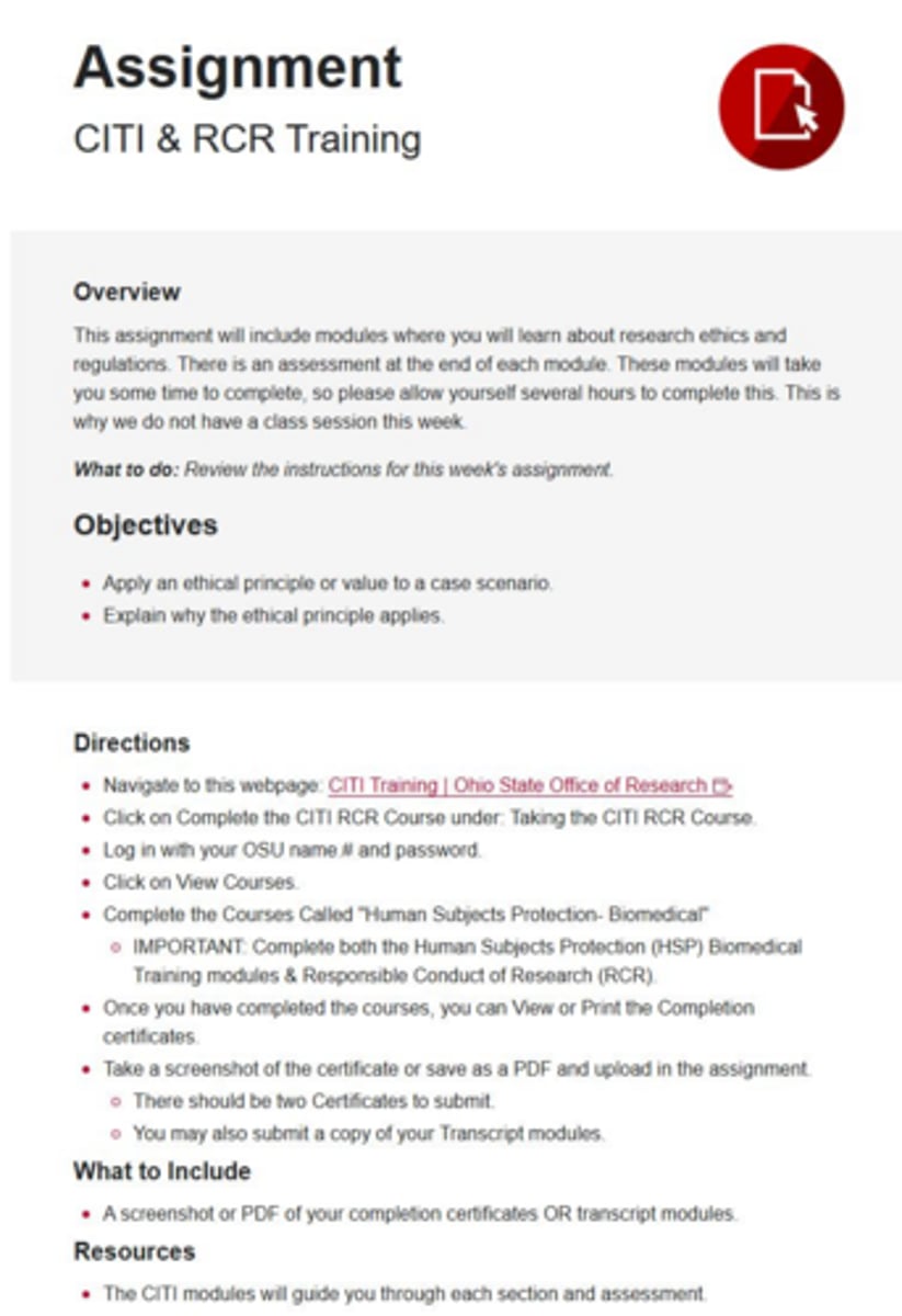 <p>CITI training and RCR training.</p>