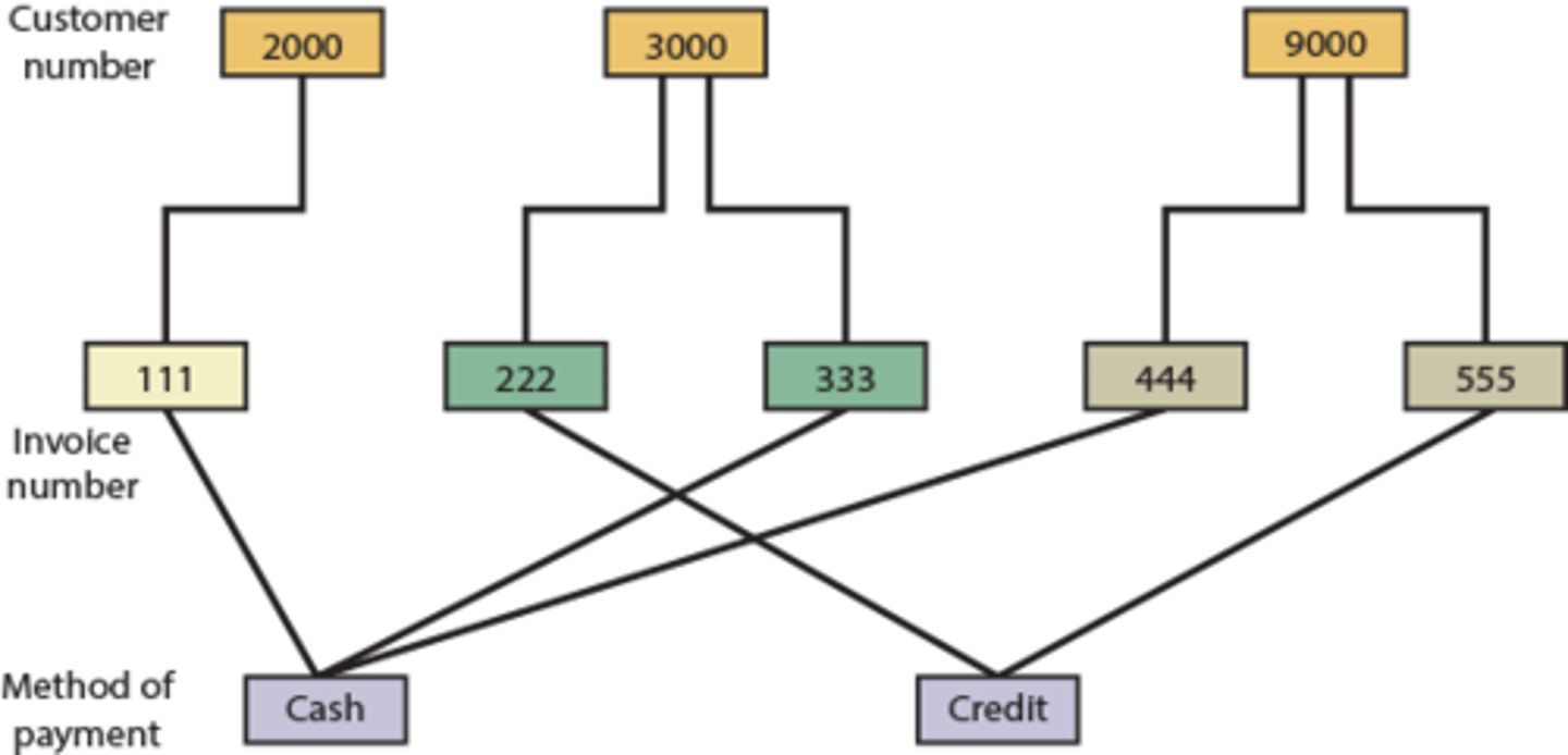 <p>similar to the hierarchical model, but records are organized differently. Unlike the hierarchical model, each record in the network model can have multiple parent and child records.</p>