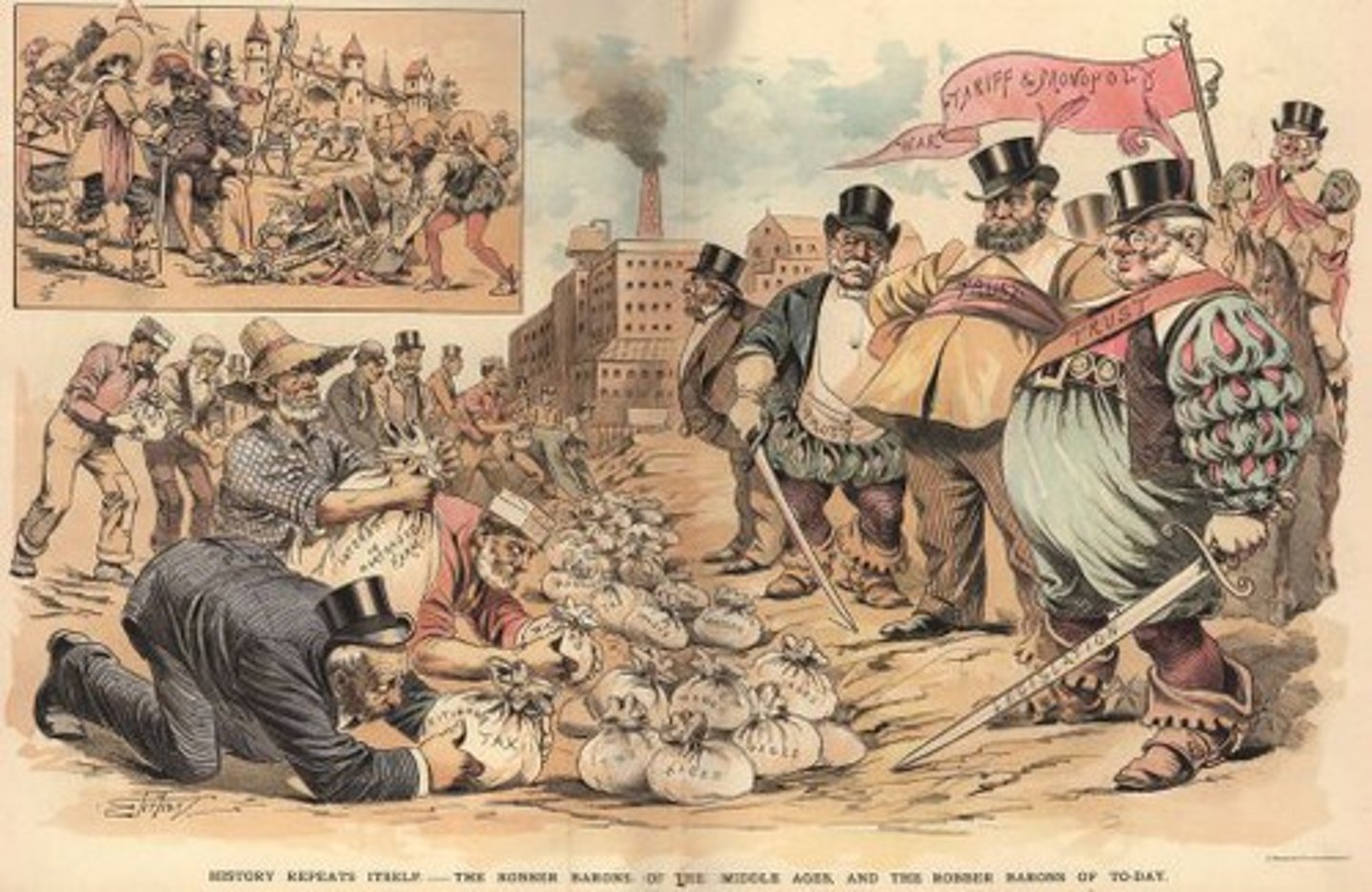 <p>ruthless Robber Barrons limited or eliminated competition;</p><p>Interstate Commerce Act and Sherman Antitrust Act made these illegal</p>