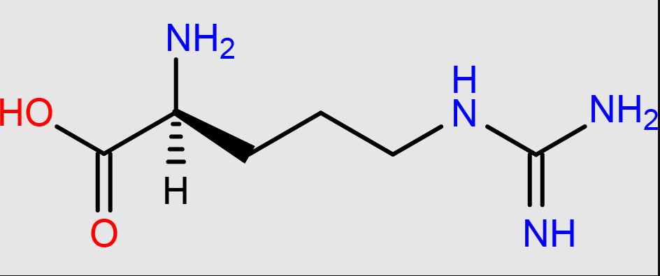 <p><span>HN=C(NH2)-NH-(CH2)3-CH(NH2)-COOH</span></p>