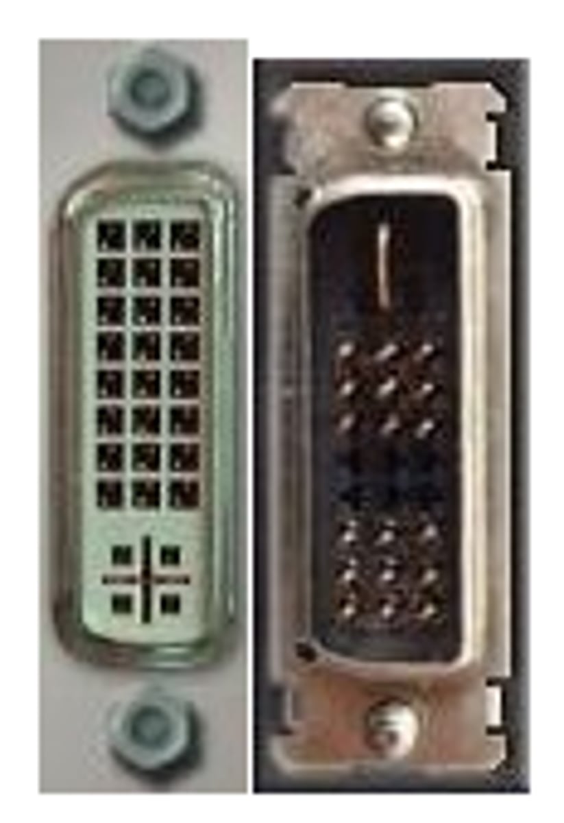 <p>Special video connector designed for digitalto-</p><p>digital connections; most commonly seen on PC video cards and LCD monitors.</p><p>Some versions also support analog signals with a special adapter.</p>
